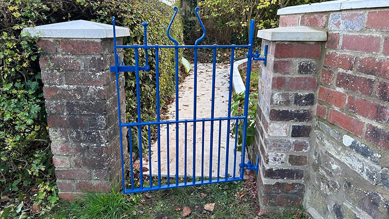 Blue forged gate Llandeilo